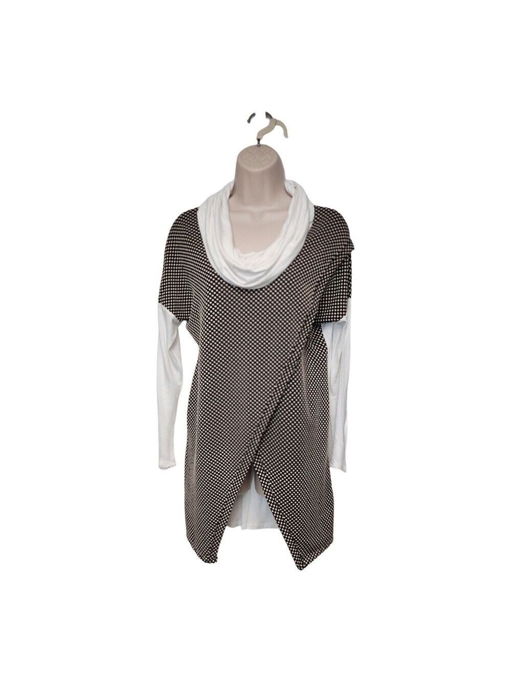 Lollipop Star Long Sleeve Multicolor Black Polka-Dots Tunic Blouse Size Medium